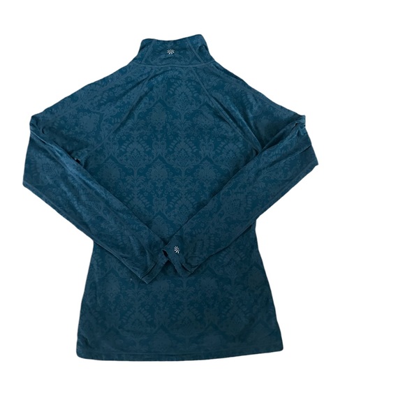 Athleta Women’s Quarter Zip Pull Over Size Medium Paisley Deep Teal Green - Picture 2 of 4